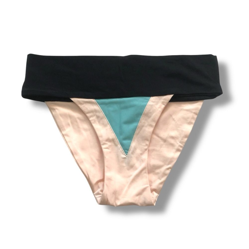 Marysia Colorblock High Waisted Bikini Bottom Black Pink Blue Size Small